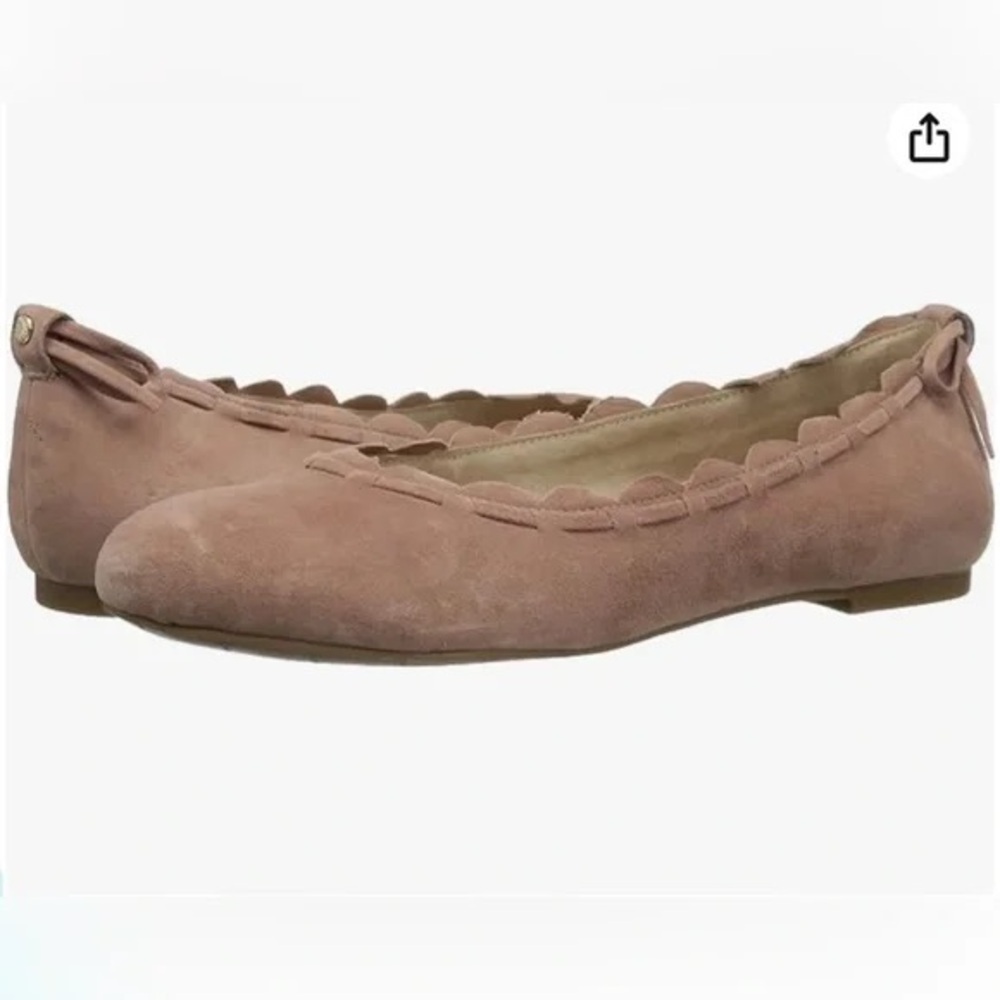 Jack Rogers champagne Dusty rose tan Lucie suede scalloped edge ballet flats
